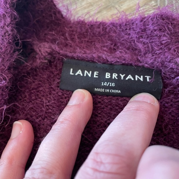 Thick cardigan fair isle Lane Bryant sweater 14 / 16 purple pink open front - Picture 2 of 4